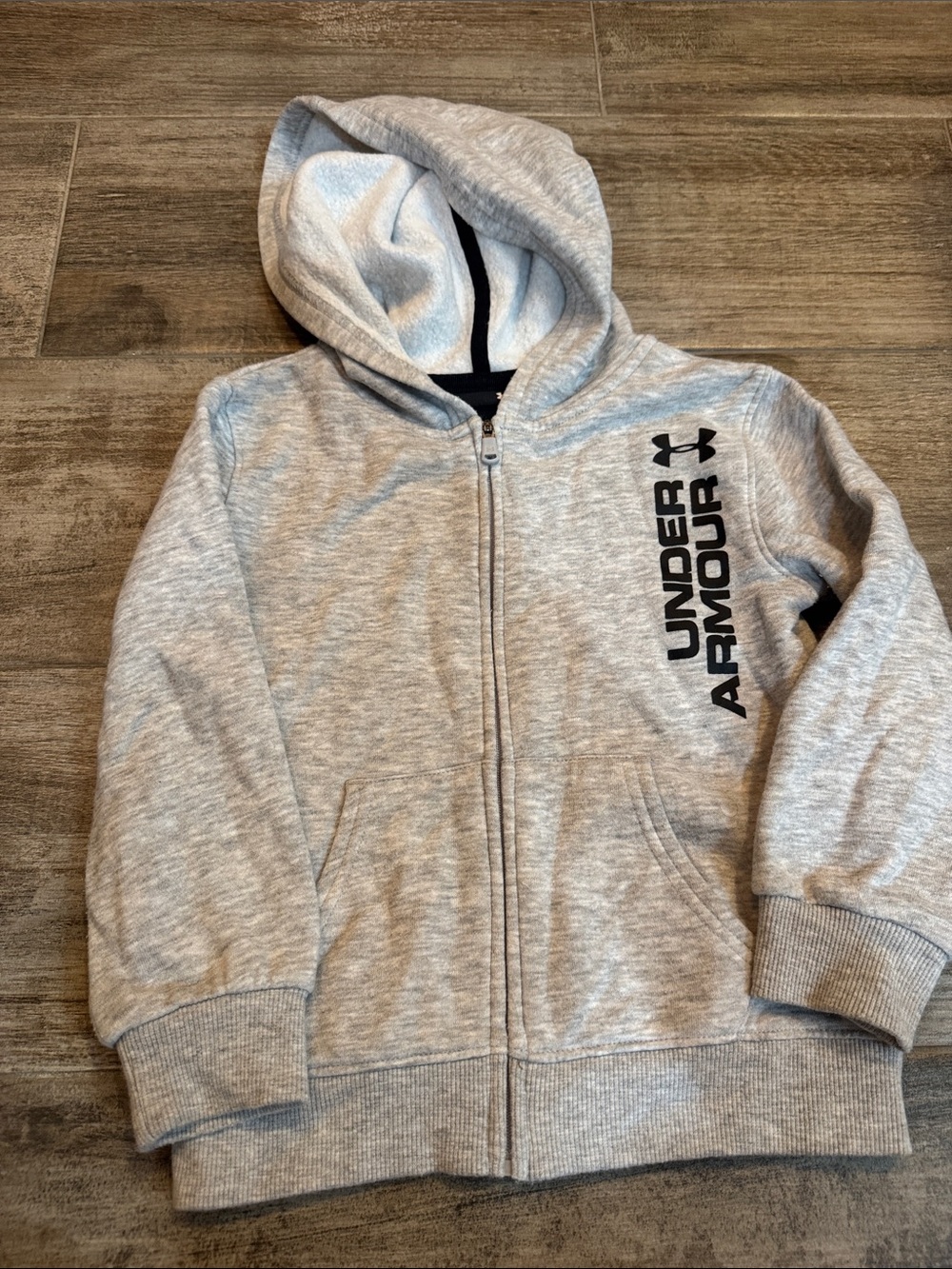 Under Armour Youth Heather Gray Full-Zip Hoodie with Black Logo